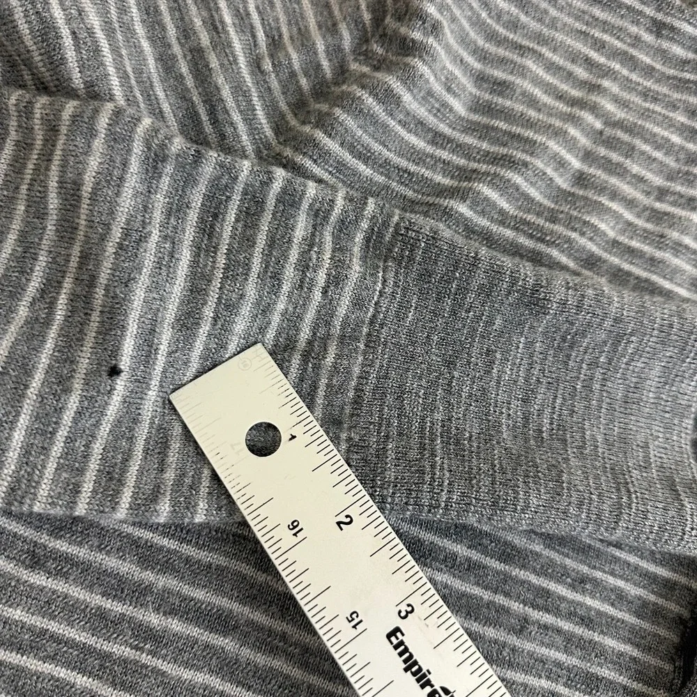 Banana Republic Sweater Gray Striped Merino Wool Henley Neck Mens M Tall Read